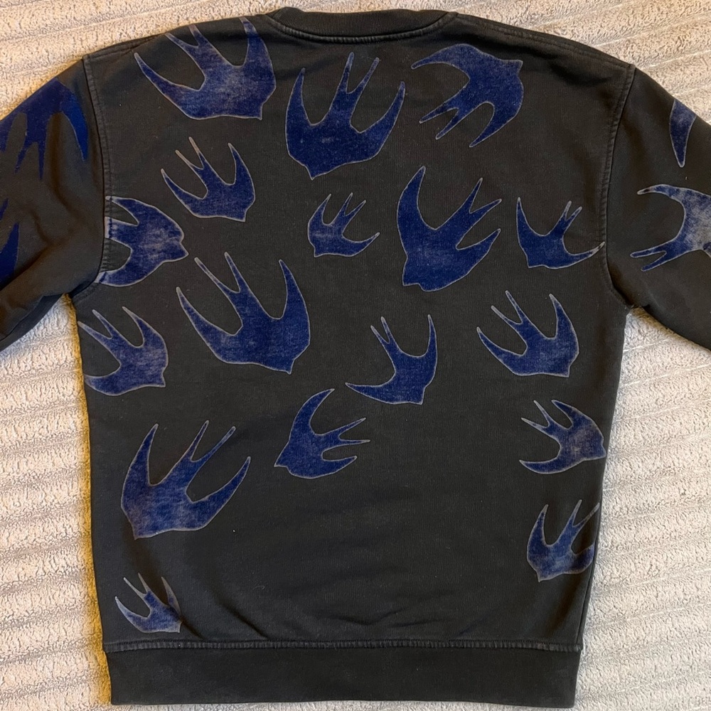 MCQ Alexander McQueen Velvet Swallows Applique Crewneck Sweatshirt (READ DESC!) - Picture 4 of 10